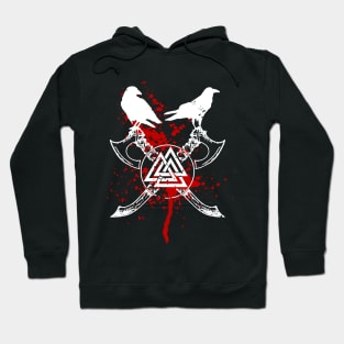 Bloody Valknut and Huginn and Muninn, Viking Symbol Hoodie